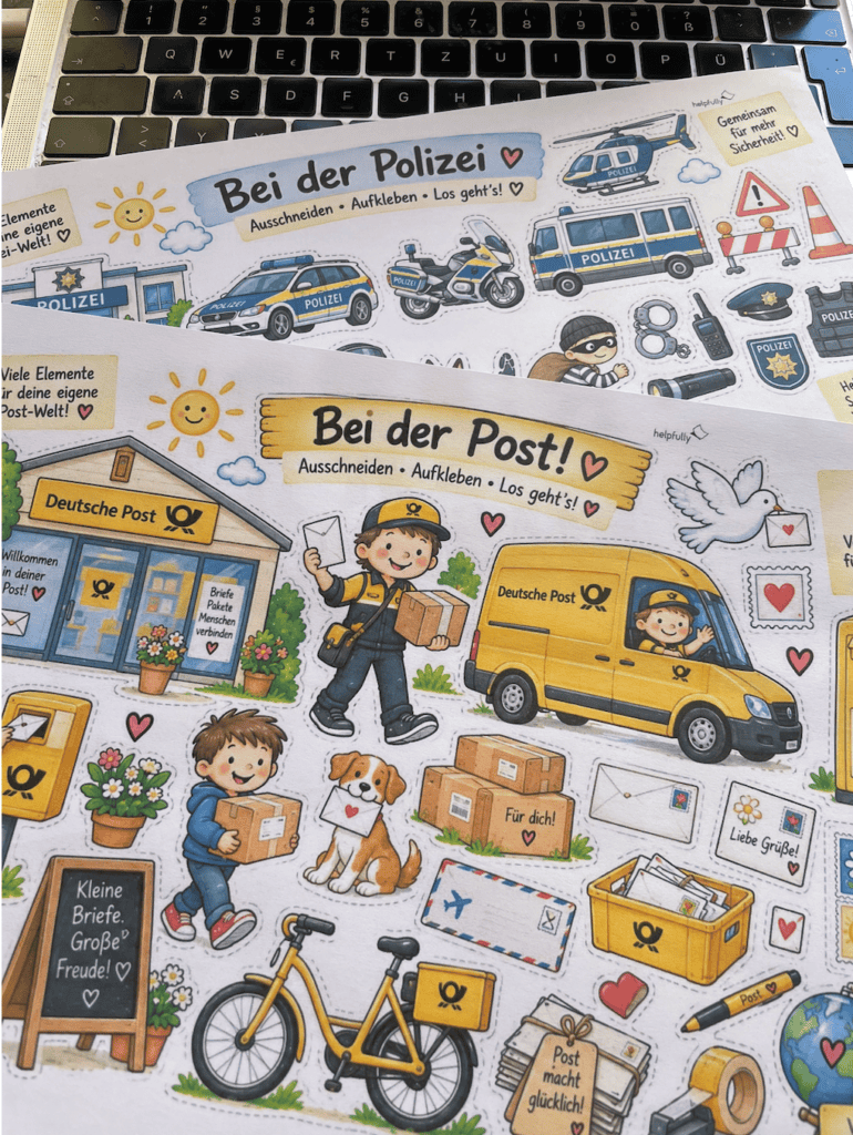 Ausgesruckte Bastelvorlagen zum Ausschneiden und Themenwelten bauen!