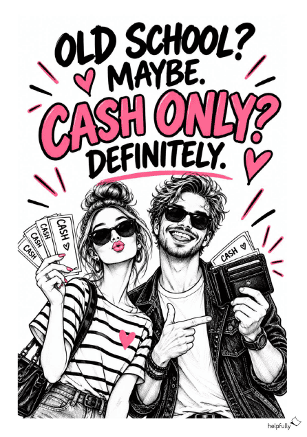 Schild "Cash only" zum Ausdrucken als coole Vorlage im modernen Design