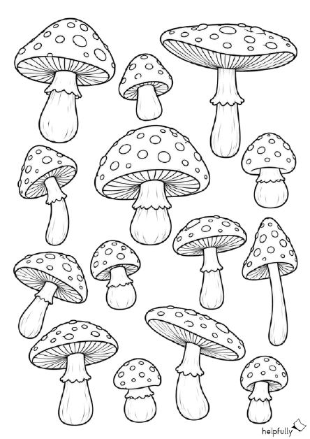 Viele Fliegenpilze zum Malen und Basteln von Herbstdeko als gratis PDF