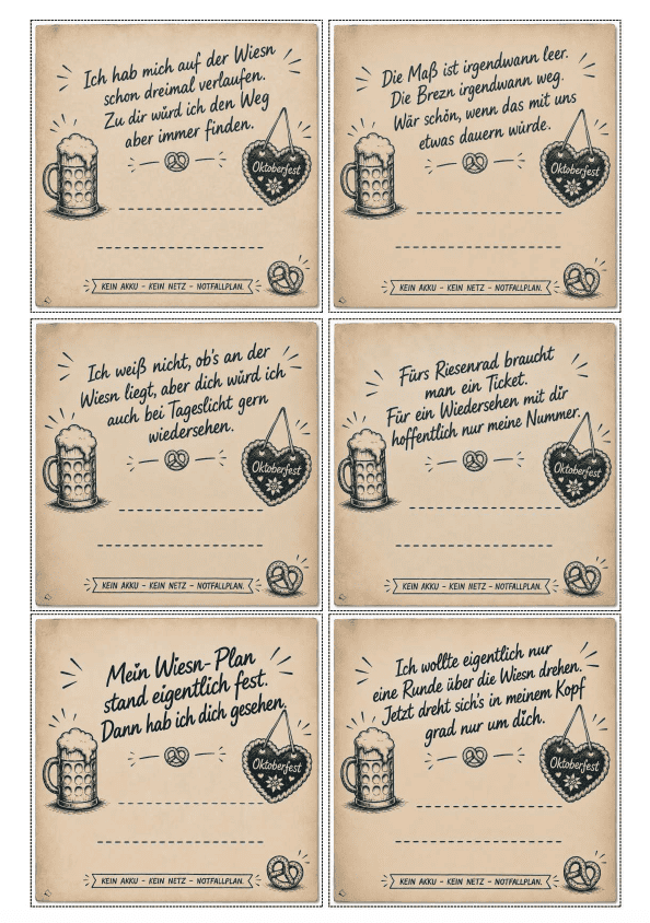 Anmachsprüche fürs Oktoberfest zum Ausdrucken - lustig, charmant, mutig!