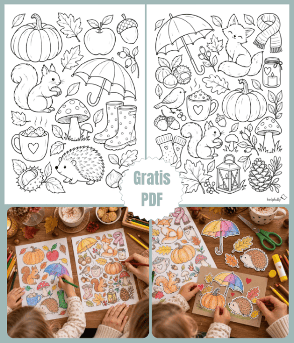 Mega schöne Ausmalbilder zum Herbst mit vielen gemütlichen Motiven als gratis Pdf