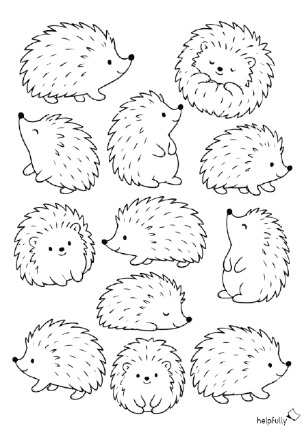 Igel zum Ausmalen, Ausschneiden und Basteln als gratis Vorlage