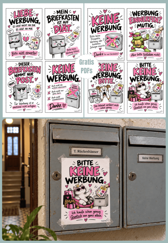 Coole "Keine Werbung" Schilder zum Ausdrucken als gratis Vorlage