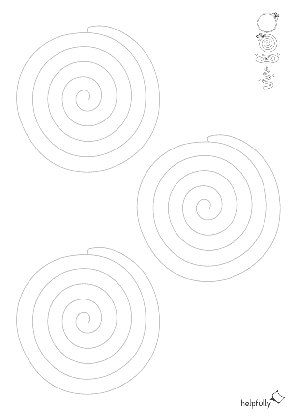Spiralenanhänger basteln - mit den Vorlagen zum Ausschneiden und Anmalen