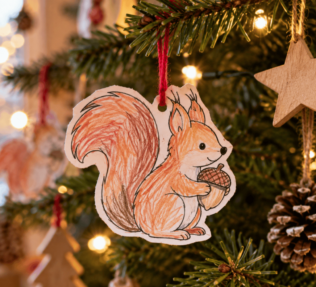 Mega süß am Tannenbaum: Gebastelter Einhörnchen-Anhänger