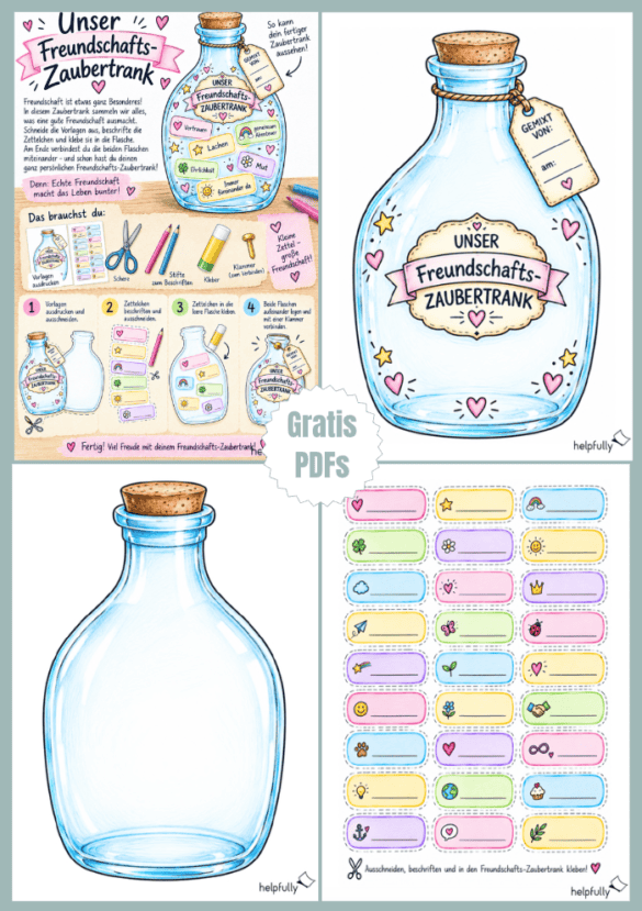 Bastelvorlage zum Thema Freundschaft - Tolle Idee für Kinder als gratis PDF