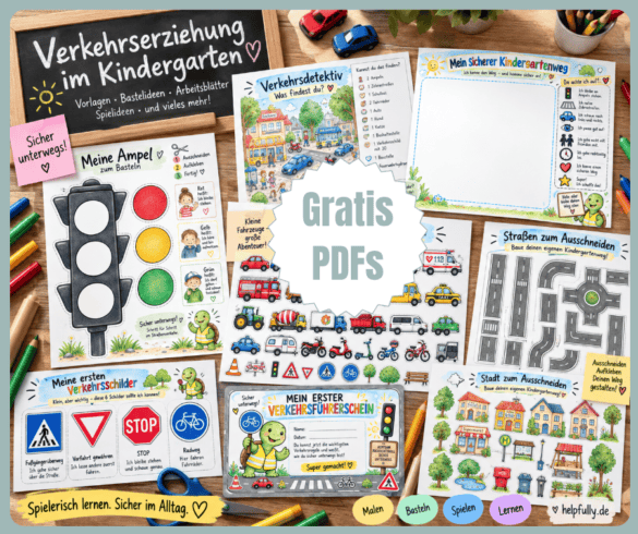 Kostenloses Material zur Verkehrserziehung im Kindergarten mit tollen Vorlagen zum Lernen und Basteln ausdrucken