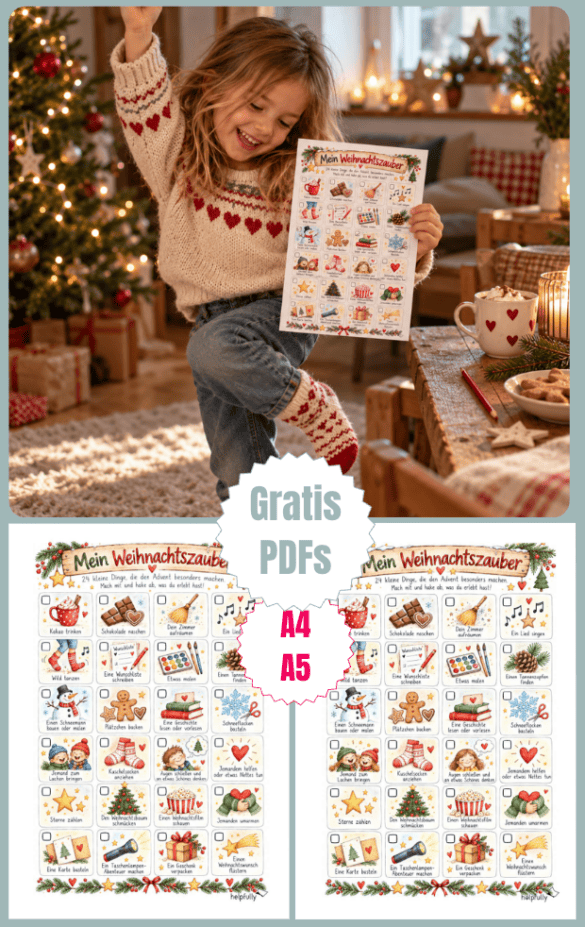 Checklisten mit schönem Plan für Kinder in der Adventszeit