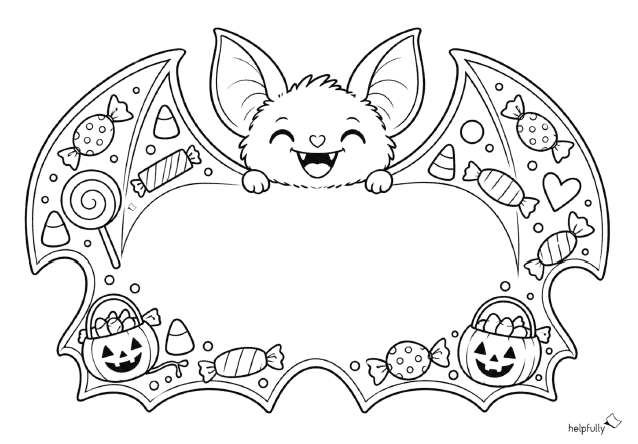 Halloween-Deko-Schild zum Ausmalen mit Fledermaus