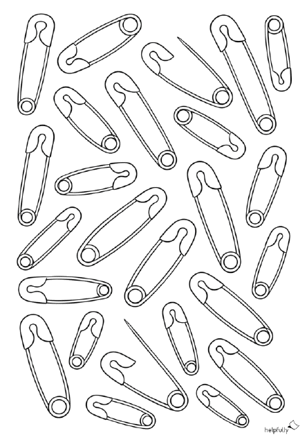 Ausmalbild mit Sicherheitsnadeln zum Ausdrucken als gratis PDF
