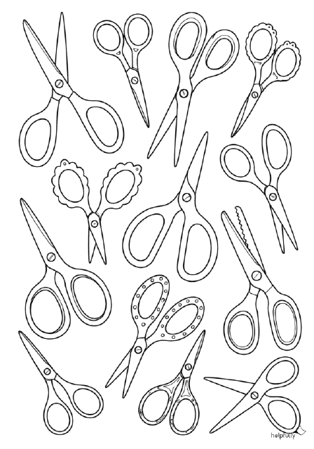 Ausmalbild mit Scheren zum Ausdrucken als gratis PDF