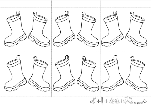 Gummistiefel zum Basteln, Ausschneiden, Malen und Gestalten mit Kindern