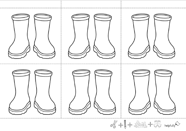Gummistiefel zum Basteln, Ausschneiden, Malen und Gestalten mit Kindern