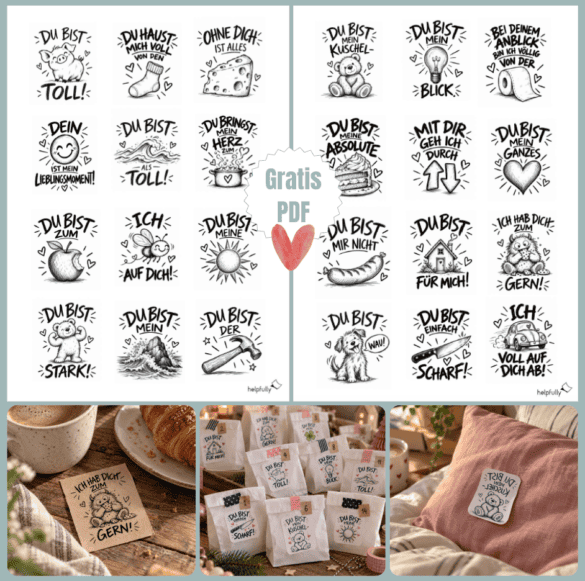 Karten mit Liebesbotschaften basten - mit der tollen PDF Vorlage zum Ausdrucken
