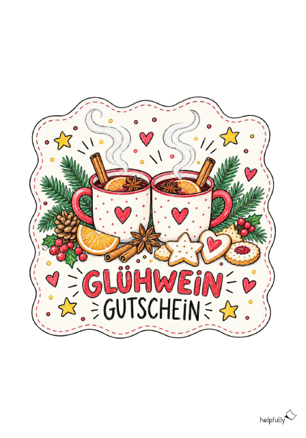 Glühwein-Gutschein in bunt zum Ausdrucken als gratis PDFa