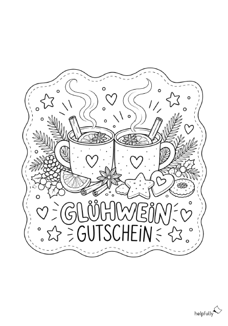 Glühwein-Gutschein zum Ausdrucken und Ausmalen als gratis PDFa