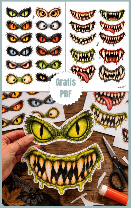 Die gruseligen Augen und Mäuler eignen sich toll zum Basteln von Monster-Horror Deko!