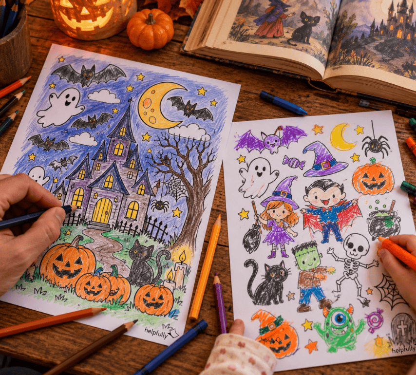 Halloween-Malvorlagen für Große und Kleine Gruselfans