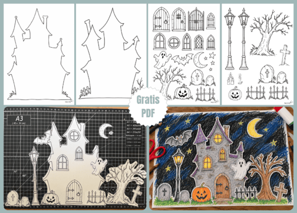 Schloss des Schreckens zu Halloween basteln - mit den Vorlagen zum Ausdrucken