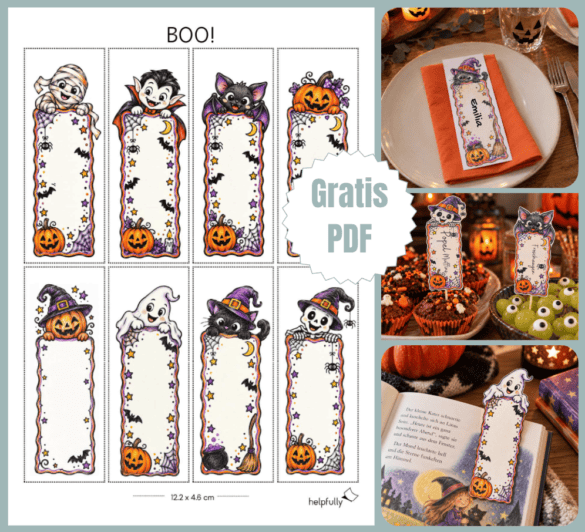 Halloween-DIY zum Basteln von Deko, Lesezeichen, Namensschilder und mehr!