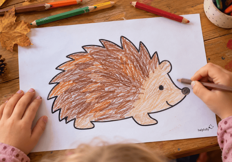 Ausmalbild mit großem Igel zum Ausdrucken