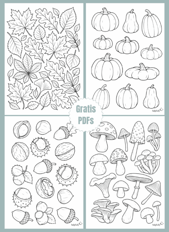 Schöne Vorlagen mit Herbstmotiven zum Malen und Basteln ausdrucken, kostenlose PDFs