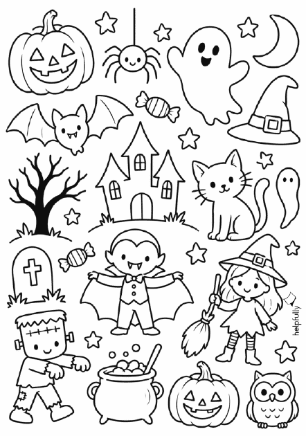 Halloween-Motive für Kinder zum Ausmalen und Basteln