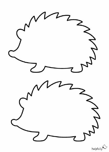 Mittelgroße Igel nach links schauend zum Ausdrucken, Malen und Basteln