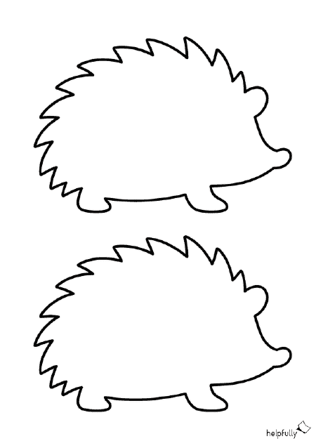 Mittelgroße Igel nach rechts schauend zum Ausdrucken, Malen und Basteln