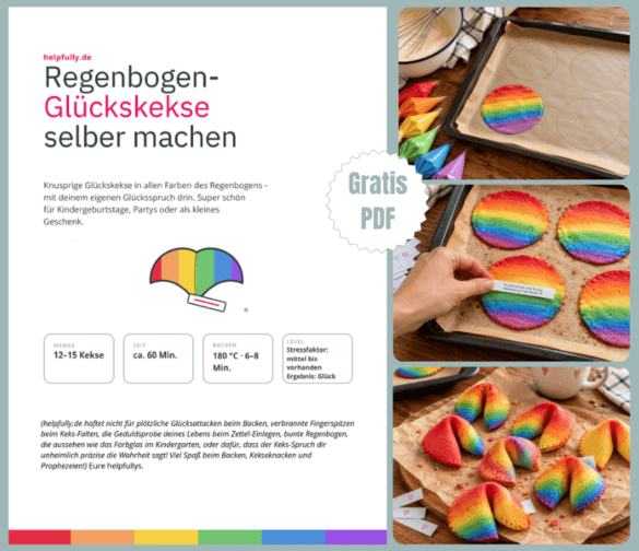 Glückskekse in Regenbogenfarben selber machen - rezeot zum Ausdrucken