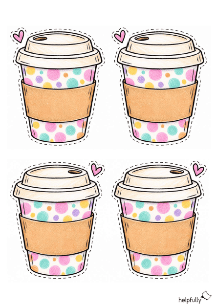 Bunte To-Go Kaffeebecher zum Basteln von Deko, Karten und Gutscheinen