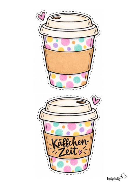 Kaffee-To-Go Becher zum Basteln von karten und Gutscheinen