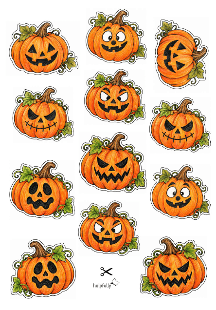 Ca. 5 cm kleine Kürbisse für Anhänger, Sticker und Streudeko